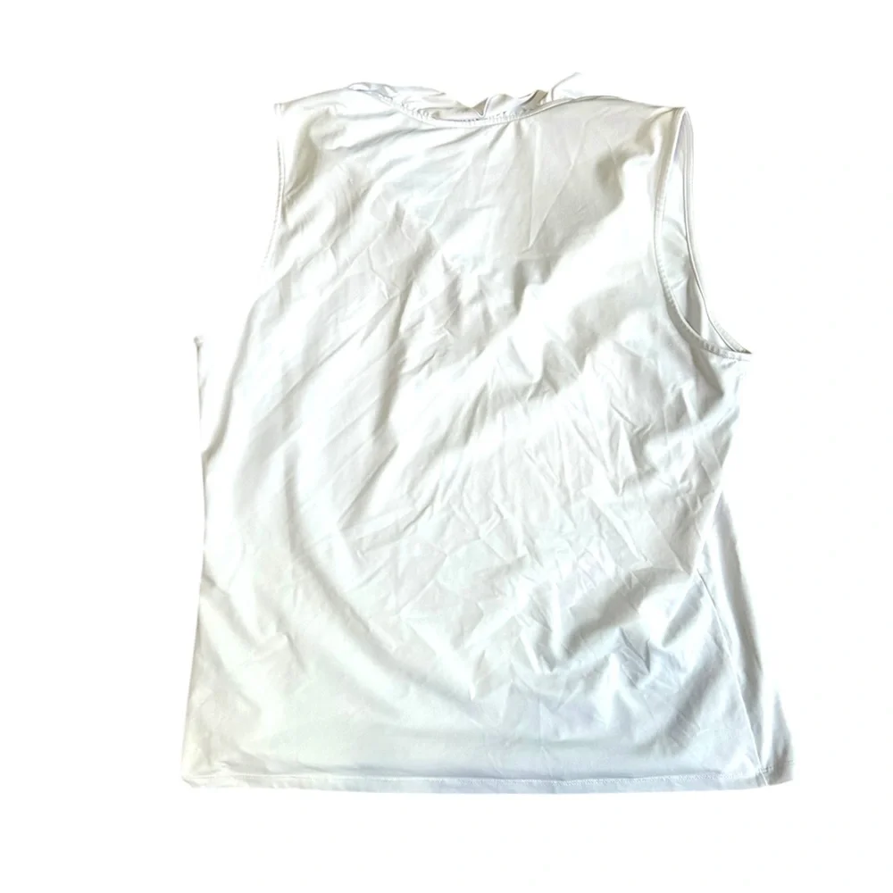 J. MCLAUGHLIN white Durham sleeveless ruffle top Catalina cloth size XL - Picture 9 of 11